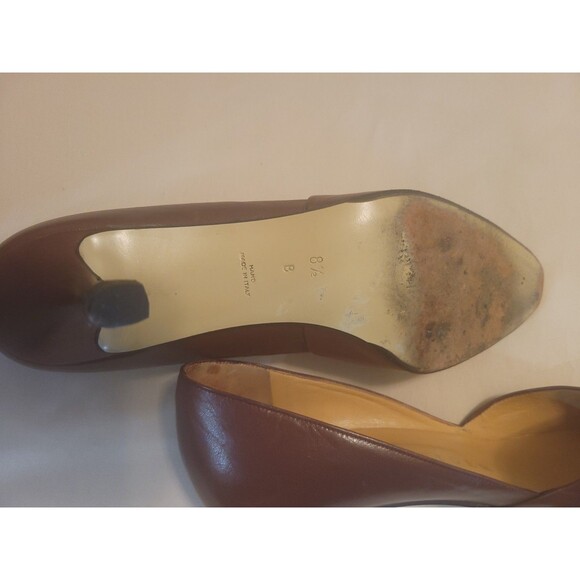 Vintage Walter Steiger Brown Leather Pumps 8.5 B Italy Kitten Heel Shoes - Picture 9 of 10
